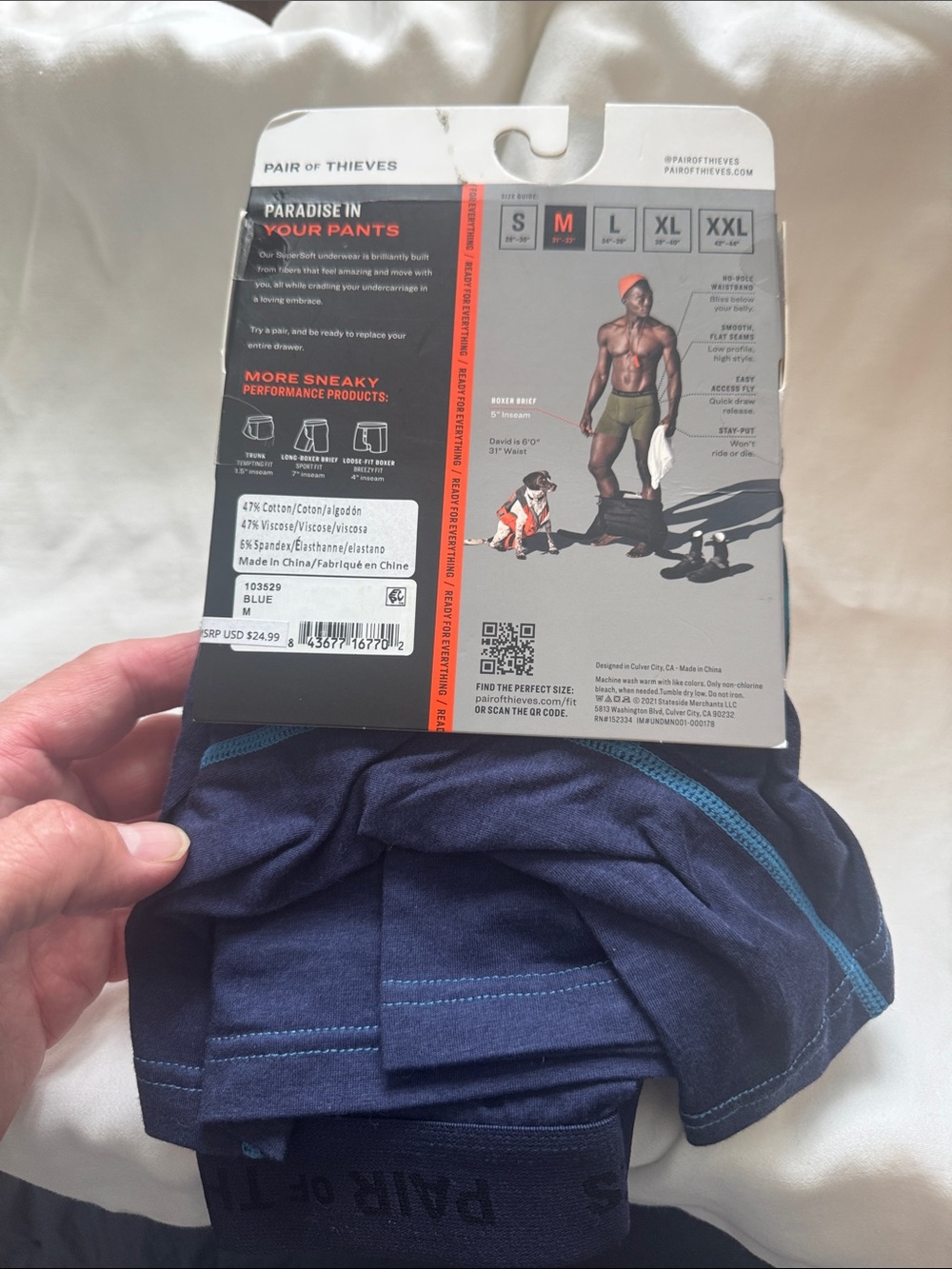 Pair of Thieves Men's Navy & Teal Boxer Briefs - Medium - Picture 2 of 2